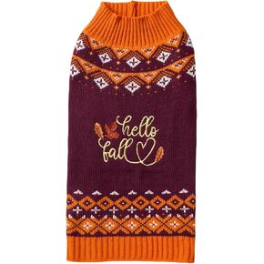 Thanksgiving Turkey Puppy Dog Cat Sweater Fall Clothes, X-Small (XS) Size 9" Back Length Orange in Kuwait