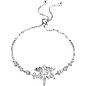 Medical Assistant Bracelet MA Charm Adjustable Bracelet Nurse Graduation Gift MA Caduceus Medical Charm Jewelry