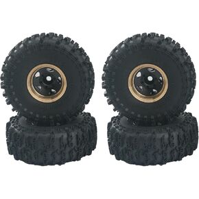 RC Full Brass 1.0" Beadlock Wheel Rims Tires,RC Car Tires for 1/18 TRX4M 1/24 Axial SCX24