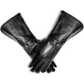 Men Leather Gauntlets Extended Cuff Gloves