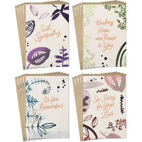 Hallmark Sympathy Card Assortment (16 Cards with Envelopes, 4 Designs) Minimalist Nature