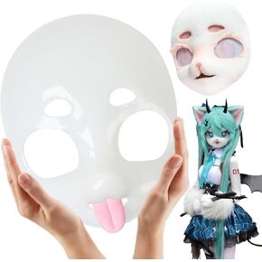 Fursuit Head Base Furry Therian Mask, 3D Printed Plastic Mask DIY Anime Costume Props for Kawaii Cosplay