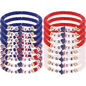 Taouzi 16Pcs VOTE Bracelets for Women Men VOTE Party Supplies Encourage Voting Bracelets Fashion Popular VOTE Letter Bracelets VOTE Gifts for Women Men