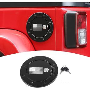 for Jeep JK Fuel Gas Cap Cover Tank Door Lock for Jeep Wrangler JK JKU 2007-2017 US Flag Style Black Exterior Accessories