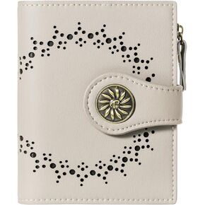 Small Wallets Woman Leather Bifold RFID Blocking Card Holder Wallet with Zipper Coin Pocket
