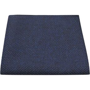 King & Priory Midnight Blue & Black Herringbone Pocket Square, Handkerchief