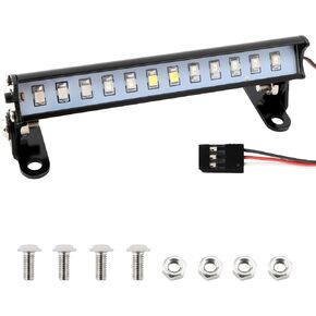 RC Lights Bar,12 LED Lamp 8 Flash Modes 3 Colors 3.66 Inch Aluminum RC Cars Headlight Accessories for 1/16 1/12 Redcat Everest Gen7 Pro Traxxas Grando Tamiya Axial Model RC Car(Black)