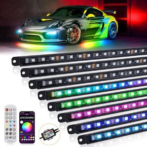 Led Underglow Light for Car,Dream Color Chasing Underglow Light Kit with APP&Remote Control,Waterproof Aluminum Exterior Underbody Multicolor Music Sync Neon Accent Light Strip-8PCS
