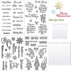 6 قطع عيد الميلاد واضحة طوابع مجموعة 4 قطع الكلمات الزخرفية واضح طوابع شفافة سيليكون ختم 2 قطعة كتل ختم ندفة الثلج مع خطوط الشبكة DIY بها بنفسك الحرف بطاقة صنع سجل القصاصات الديكور in Kuwait