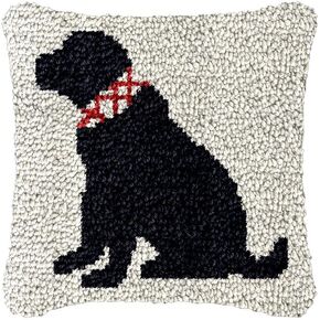Dog in Beige Background Latch Hook Pillowcase Kits for Adults and Starter DIY Cushion Cross Stitch Latch Hook Rug Kits with Preprinted Canvas Crochet Yarn Kits Needlework Crafts 17'' X 17''