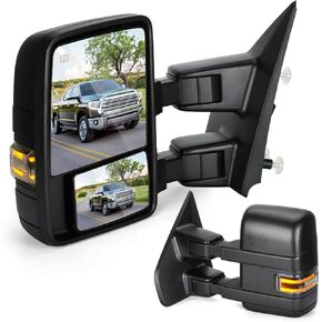 Towing Mirrors for Ford F-150 2004 2005 2006 2007 2008 2009 2010 2011 2012 2013 2014 Power heated with Amber Turn Signal Puddle Light Manual Folding Telescoping (1 Pair)