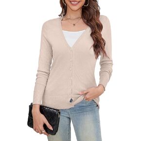 a.Jesdani Women's Button Down V Neck Long Sleeve Soft Cardigan Sweaters