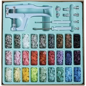 Plastic Snap Fastener Kit, Plastic and Metal Snap Buttons with Snaps Pliers Set, 270 Sets Plastic and Metal Snap Buttons for Sewing and Crafting (Pink)