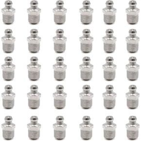 uxcell 30pcs 1/8" Thread Straight Nickel Plated Grease Nipple Fitting for Car