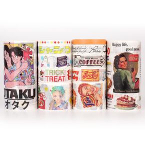 Redykat Food and Anime Washi Masking Tape Set, 12 Rolls in Multi-Style and Multi-Width, Decorative Adhesive Tapes for Journals, Cups, Scrapbooks, Laptops, Memos and DIY