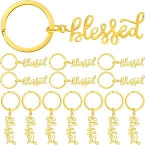 Spakon 25 Pcs Christian Keychain Bulk Blessed Keychain Religious Keychain Christian Party Favors Gold Bible Verse Keychain Church Gifts Blessed Charm Keyring for Women Thanksgiving Church Welcome Gift