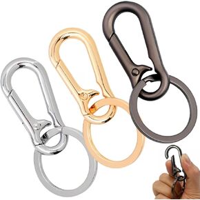 Keychain Key Chain Rings Clip Metal Keyring Carabiner Key Organizer Holder for Car Home Backpacks Men Women Small Gold Black Silver,3 Pack