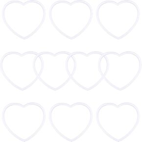 Framendino, 10 Pack White Plastic Rings Dream Catcher Ring 6.6 Inch Heart Shape Macrame Hoops Rings Dreamcatcher Ring for DIY Craft Supplies