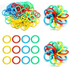 120 PCS Colorful Plastic Binder Rings,Multi-Color Binder Rings, Flexible Loose Leaf Book Rings for Cards, Scrapbooks and Keychains (20mm/0.78"Inner ring, 4 colors）