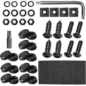 Anti Theft License Plate Screw Kit, Tamper Proof License Screws Car License Plate Bolts, Car Tag Plate Mounting Hardware M6 (1/4") for Front Rear Frame Holder Mounting