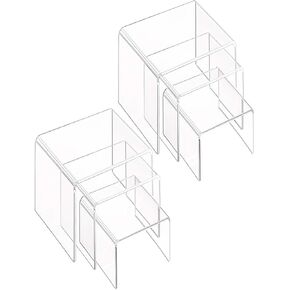 6-Pack Clear Acrylic Display Risers, Showcase Shelf for Figures, Cupcakes and Jewelry Display Stands, 3 Large Size - 3'' x 4'' x 5''