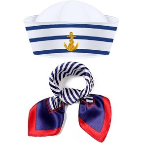 Yacht Captain Hat Sailor Hat Scarf Sunglasses Temporary Tattoo Boat Costume for Men Women Captains Dressing up Party