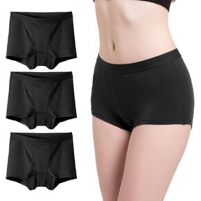 Women's Boy Shorts Underwear Bamboo Rayon Full Coverage Soft Stretch Panties 3 Pack