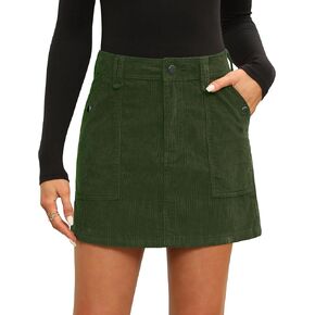 Fengbay Corduroy Skirt Women Casual High Waist Fall Winter A Line Mini Skirts for Women with Pocket in Kuwait