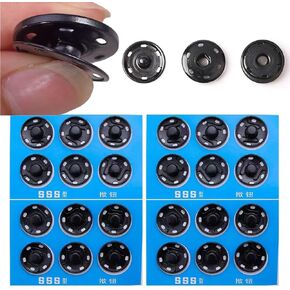 MIUPOO Metal Sew On Snap Buttons, Fasteners Press Studs for Sewing Clothes Jeans Overcoat DIY,0.82Inches/21mm Dia Snaps,12 Sets,Black