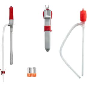 [LITE DELIGHT] Liquid & Fuel Transfer Pump Set, Powerful D Battery Powered Pump With Hose Clip, Automatic Pump With Storage Case and Manual Pump