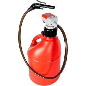 TERA PUMP XL Automatic Fuel Transfer Pump, No-Spill Protection Sensor [2.5 GPM] Universal Adapter Fits 3 to 5 Gallon Cans, Utility Jug Adapter for Racing Cans, 4xAA Battery Power, 4.27ft Vinyl Hose