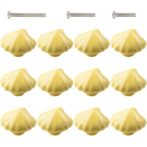 HUAMULAN 10PCS Starfish Glossy Ceramic Knobs Cabinet Dresser Kids Child Pulls Door Handles Cupboard Wardrobe Drawer,Yellow