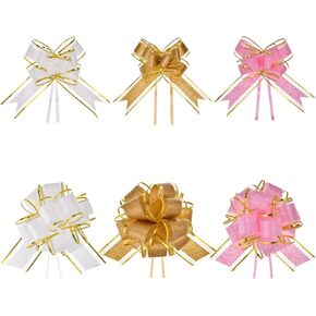 30 PCS Pull Bows for Gift Wrapping, 6" Big Gift Bows for Present Large Ribbon Bows Pull Gift Bow Bulk for Gift Wrapping Baskets Presents Package Christmas Wedding Valentine's Day and Party Decor