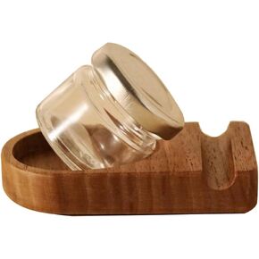 Upgrade Wooden Tilting Calligraphy Pen Holder with Empty Glass Ink Bottle Container, Calligraphy Oblique Nib Holder Stand Base Set Desktop Tabel Decoration