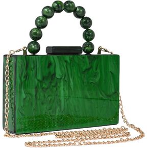 Trendy Purses For Women Evening Handbags, Beaded Top Handle Bag Shoulder Crossbody Pearl Wedding Clutch Acrylic Prom Luxury Bags