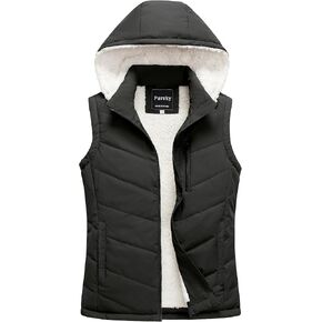 Pursky Women's Winter Vest Sherpa Fleece Lined Puffer Vest Warm Lightweight Sleeveless Jackets With Removable Hood