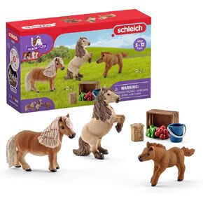 Schleich Horse Club 8-Piece Horse Toy for Girls and Boys Ages 5+, Miniature Shetland Pony Family