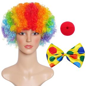 jiebor Clown Costume Clown Wig Nose Accessories Bow Tie for Halloween Parties Carnivals Pretend Play Men Women Adults Decorations