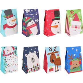 Linelglobal Small Christmas Gift Bag, Goodie Treat Bag for Kid Holiday Party Favor 24 Pack