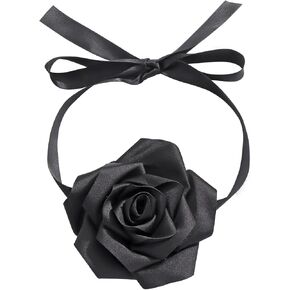 Firstmeet Big Floral Rose Necklace Handmade Flower Satin Ribbon Choker Necklace for Women