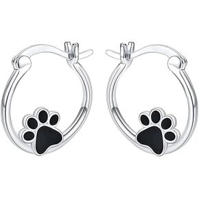 Hypoallergenic Puppy Paw Hoop Earrings for Women Teen Girls Cute Cat Dog Pet Print Animal Huggie Hoops for Sensitive Ear Fashion Jewelry Gifts