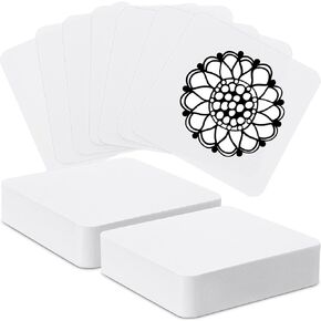 Dunzoom 50 Pcs Artist's Tiles Zen Square White Paper Tiles 3.5'' x 3.5'' Original Drawing Supplies Apprentice White Tiles for Calligrapher Watercolor Sketch Book Notebook, White