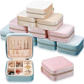 Kenning 12 Pcs Small Velvet Travel Jewelry Box Mini Jewelry Travel Case Portable Jewelry Organizer Pouches Bridesmaid Proposal Gift Boxes Earring Display Holder for Women Girls Gifts Accessories in Kuwait