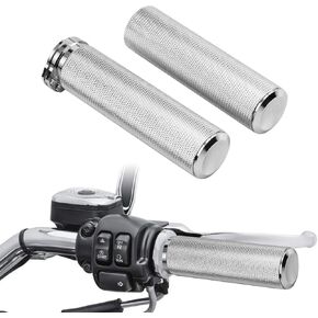 Motorcycle Handlebar Grips for 1" 25mm Hand Grips Aluminum Universal Fit for Harley Touring Dyna Softail Sportster XL 883 1200 Chrome