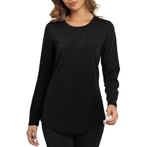 Smile Fish Womens Crewneck Long Sleeve Shirts Loose Fit Dressy Casual Fall Long Tee Tunic Tops