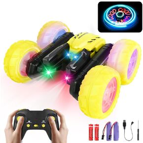 Deeak Remote Control Stunt Car – 4WD Off-Road Crawler Toy with Lights, 360° Flips, Double-Sided Racing RC Car Vehicle for Boys & Girls Ages 4-8, Indoor/Outdoor Trick Car (Blue)
