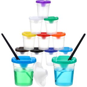 10 Pack Paint Cups with Lids, Large Capacity Paint Mixing Cups for Kits, Reusable Spill Proof Paint Cups, Paint Water Cup, for Classroom Arts Crafts Supplies
