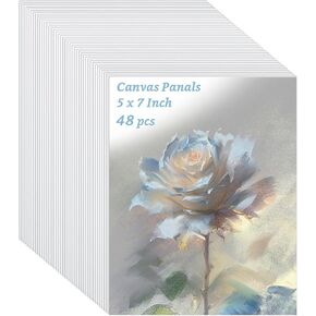 48 PCS 5x7 Inch Small Painting Canvas Panels, Square Canvas Boards for Painting, White Blank Painting Canvas for Oil, Acrylic & Watercolor Paint
