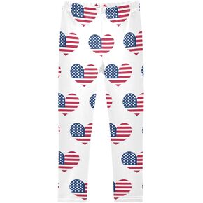 Piggy Pig Love Heart Print Girl's Leggings Soft Ankle Length Active Stretch Pants Bottoms Kids Dance Yoga Tights 4-10 Years
