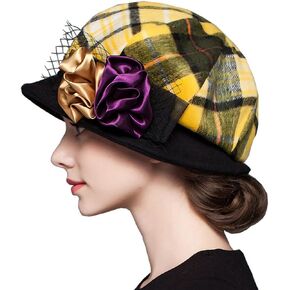 Maitose® Women's Scottish Plaid Wool Peaked Cap Beret